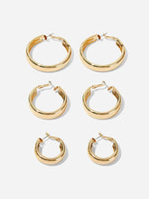 Load image into Gallery viewer, Simple Design Hoop Earrings 3pairs