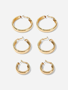 Simple Design Hoop Earrings 3pairs