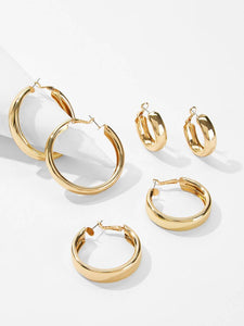 Simple Design Hoop Earrings 3pairs