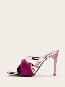 Twist Decor Strappy Stiletto Heeled Mules