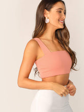 Load image into Gallery viewer, Thick Strap Rib-Knit Crop Top