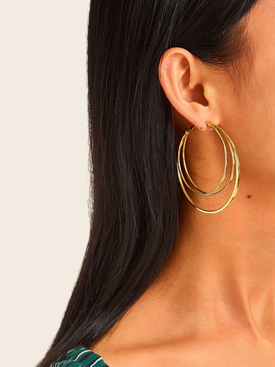 Simple Layered Hoop Earrings 1pair