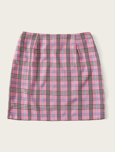 M-Slit Tartan Print Skirt