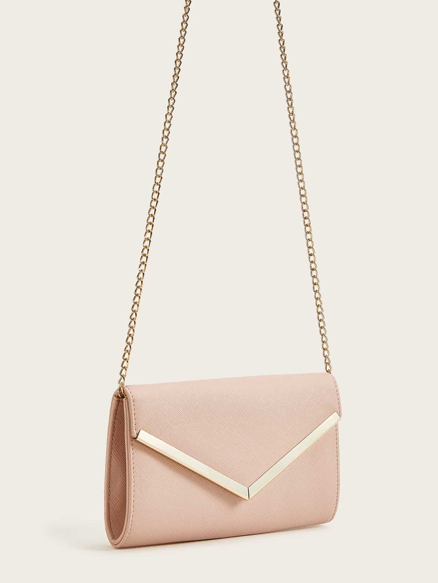 Metal Detail Flap Chain Bag