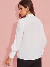 Load image into Gallery viewer, Tie Neck Lantern Sleeve Blouse
