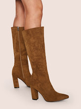 Load image into Gallery viewer, Point Toe Side Zip Chunky Boots