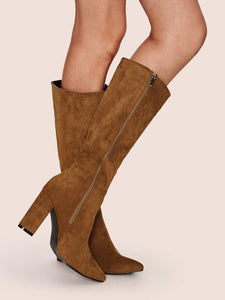 Point Toe Side Zip Chunky Boots