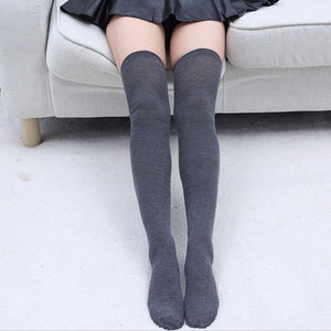 Women Knit Cotton Over The Knee Long Socks Thigh High Stocking Socks